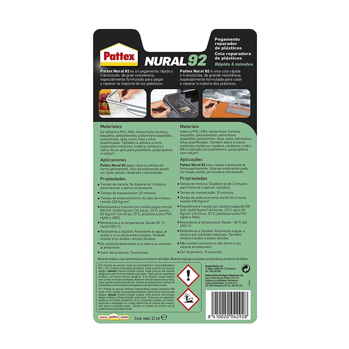 Pattex Nural 92 Reparador Plásticos