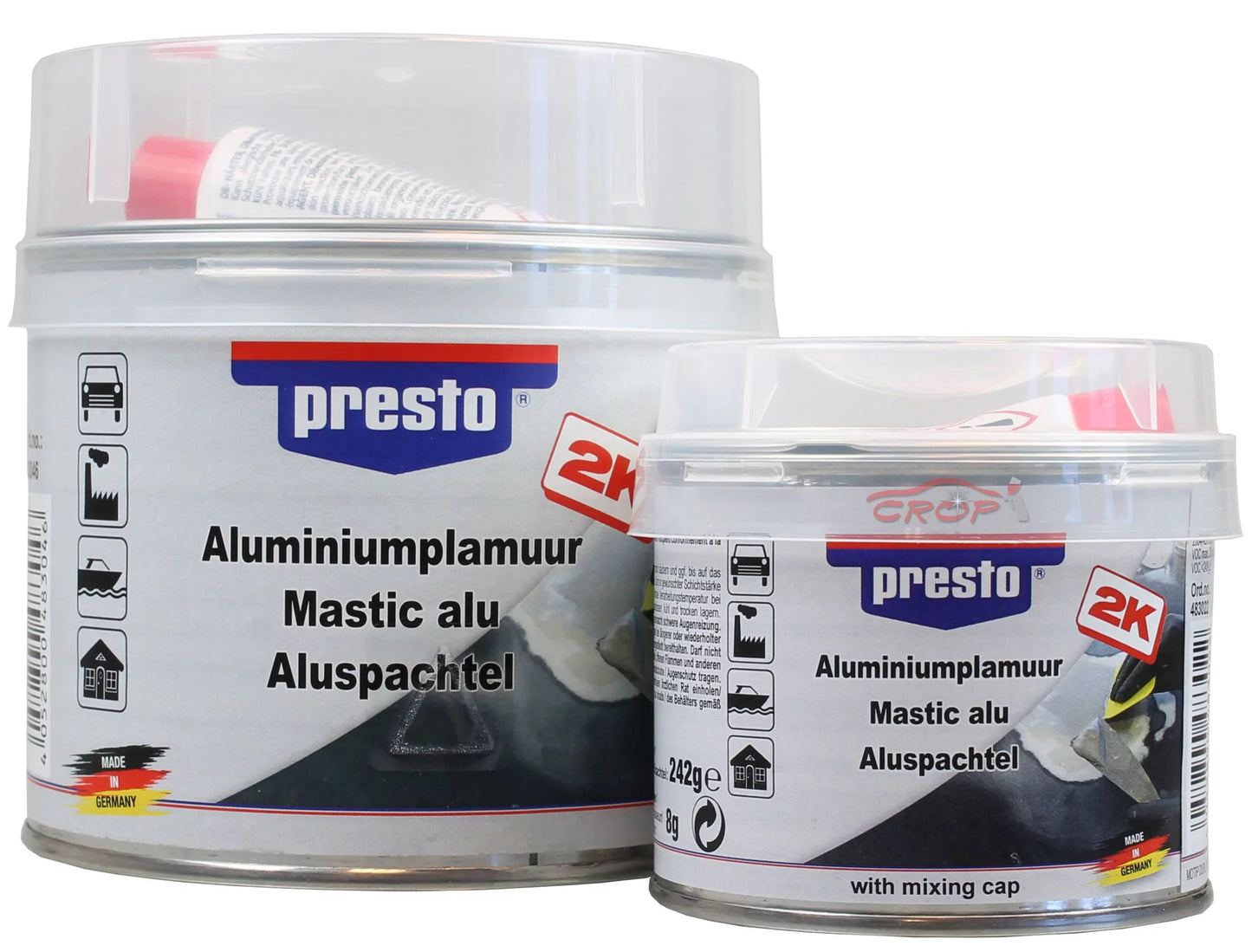 PRESTO 2K Aluminio-metal Masilla + Endurecedor 250gr