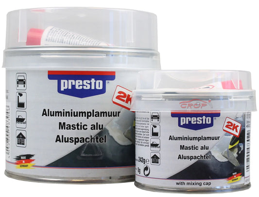 PRESTO Mastic Aluminium-métal 2K + Durcisseur 250gr