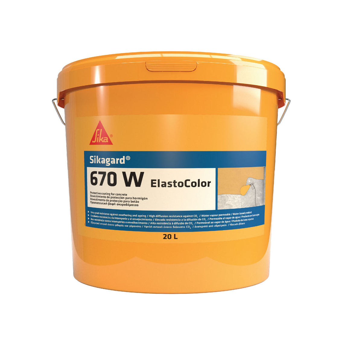 Sika Sikagard-670 W ElastoColor pintura anticarbonatación en cubo de 20 kg