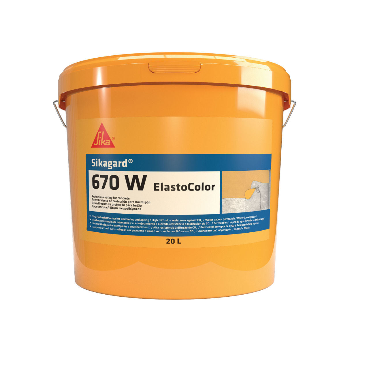 Sika Sikagard-670 W ElastoColor pintura anticarbonatación en cubo de 20 kg
