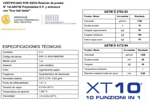 especificaciones xt-10 ambrosol 5L