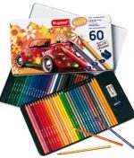 Caja de 60 lápices metálica Escarabajo colores de los años 60